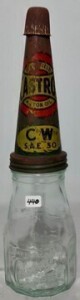 Oil Bottle - 1 Pint, Castrol Wakefield Motor Oil Bottle with Castrol Wakefield Motor Oil C.W. S.A.E 30 Tin Top