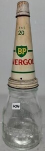 Oil Bottle - 1 Pint, Energol Bottle with BP Energol SAE 20 Tin Top