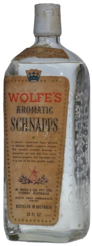 Schnapps - Wolfe's Aromatic Schnapps - M. Moss, Sydney