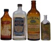 Labelled Bottles x4 - Blue Ark, Blue Ribbon, Cod Liver Oil, Pioneer Cordials