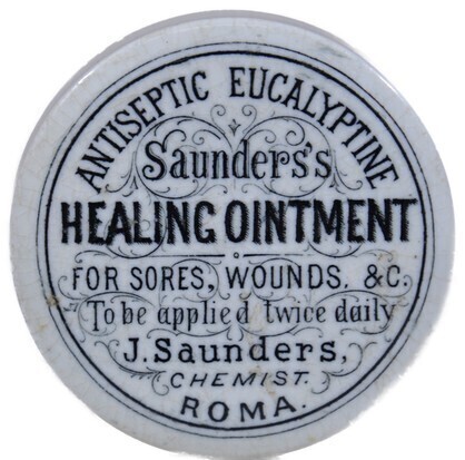 Pot Lid - J. Saunders Roma Antiseptic Eucalyptine Healing Ointment