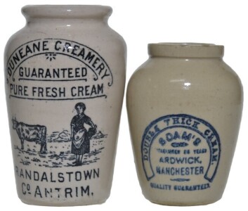 Cream Pots x2 - Duneane Creamery & Boam's Ardwick Manchester