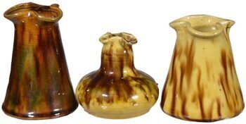 Ipswich Potteries x3 - Pinched Rim Vases