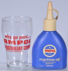 Ampol x 2 - Machine Oil & Advertising Pot Glass