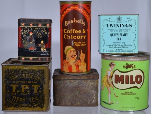 Tins x5 - Milo, Bushells Coffee & Tea