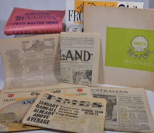 Ephemera - Shell Print Portfolio and a collection of reprinted Australian newspapers