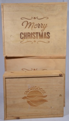 Three Christmas Hamper timber Boxes